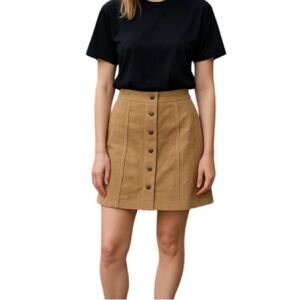 VINTAGE Y2K Jano Suede Mini Skirt Tan Suede Button Down Pencil Straight Size 5